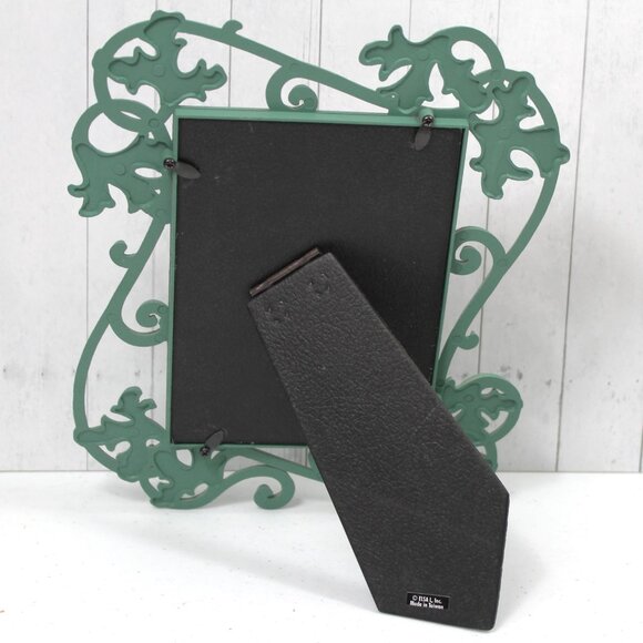 Vintage Elsa L Inc Metal Picture Photo Frame Sea Green Leaves Vines Flourishes - Picture 5 of 11